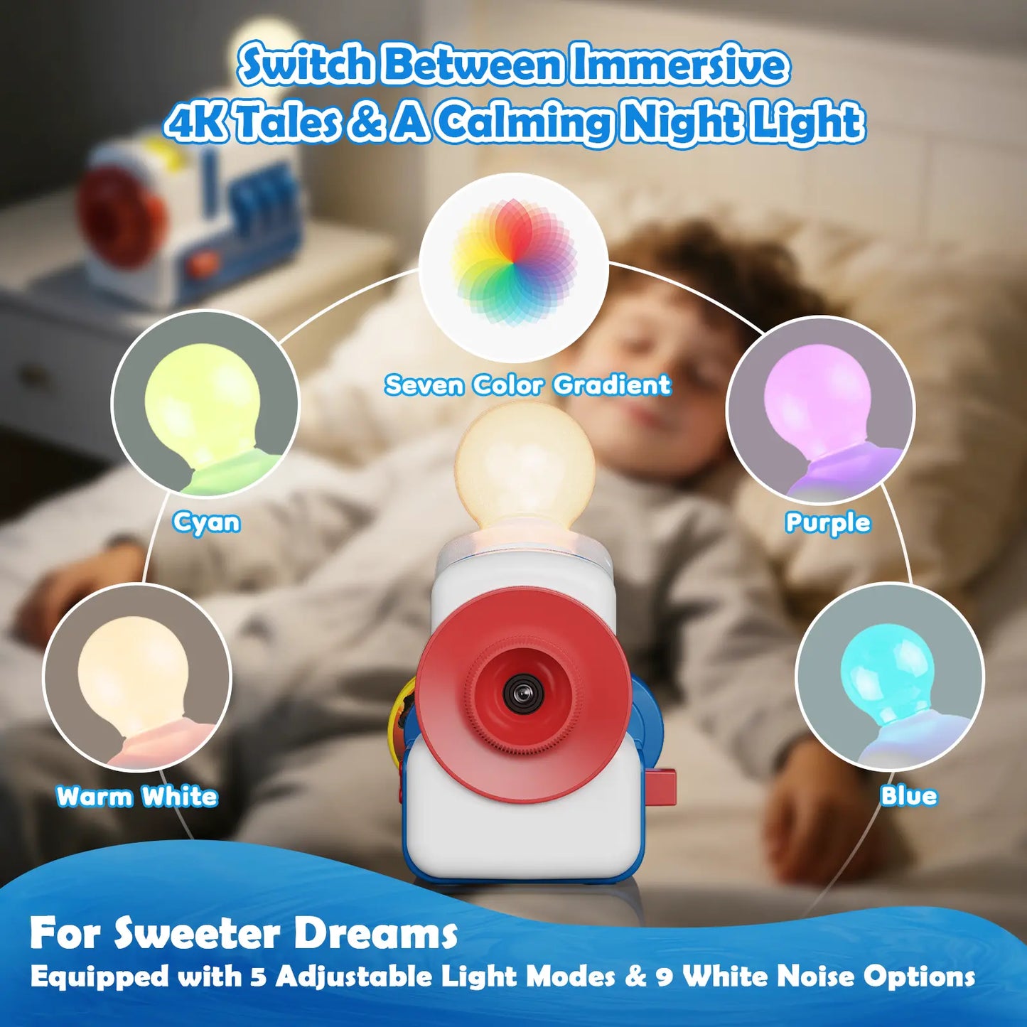 Story Projector for Kids - Educational Bedtime Story Projector, White Noise & Night Light, Storytelling Toy for Toddlers, Boys & Girls, Perfect Gift for Ages 3+